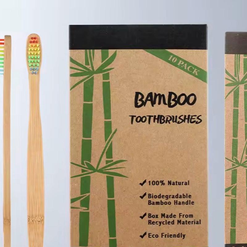 10er-Pack Zahnbürsten mit Griff aus Bambus