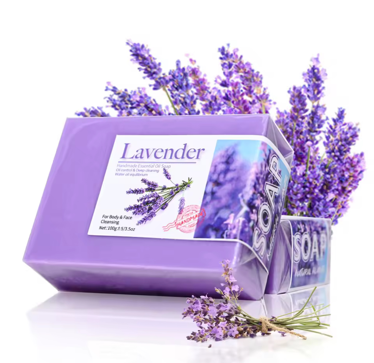 Natürliche Bio-Lavendel-Seife mit ätherischen Ölen