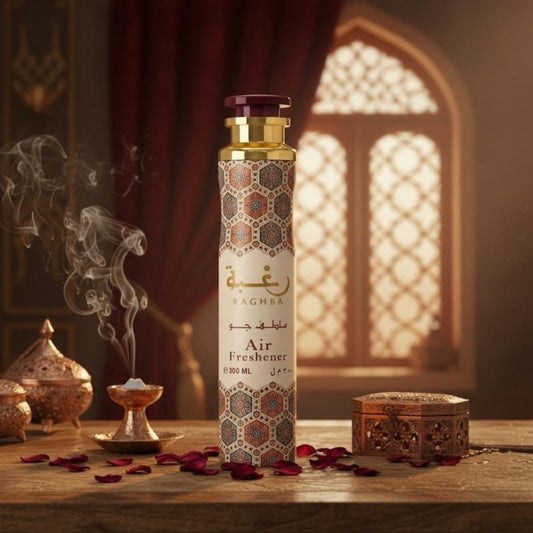 Lattafa Raghba Oud Raumspray (300 ml) – Vanille & Sandelholz